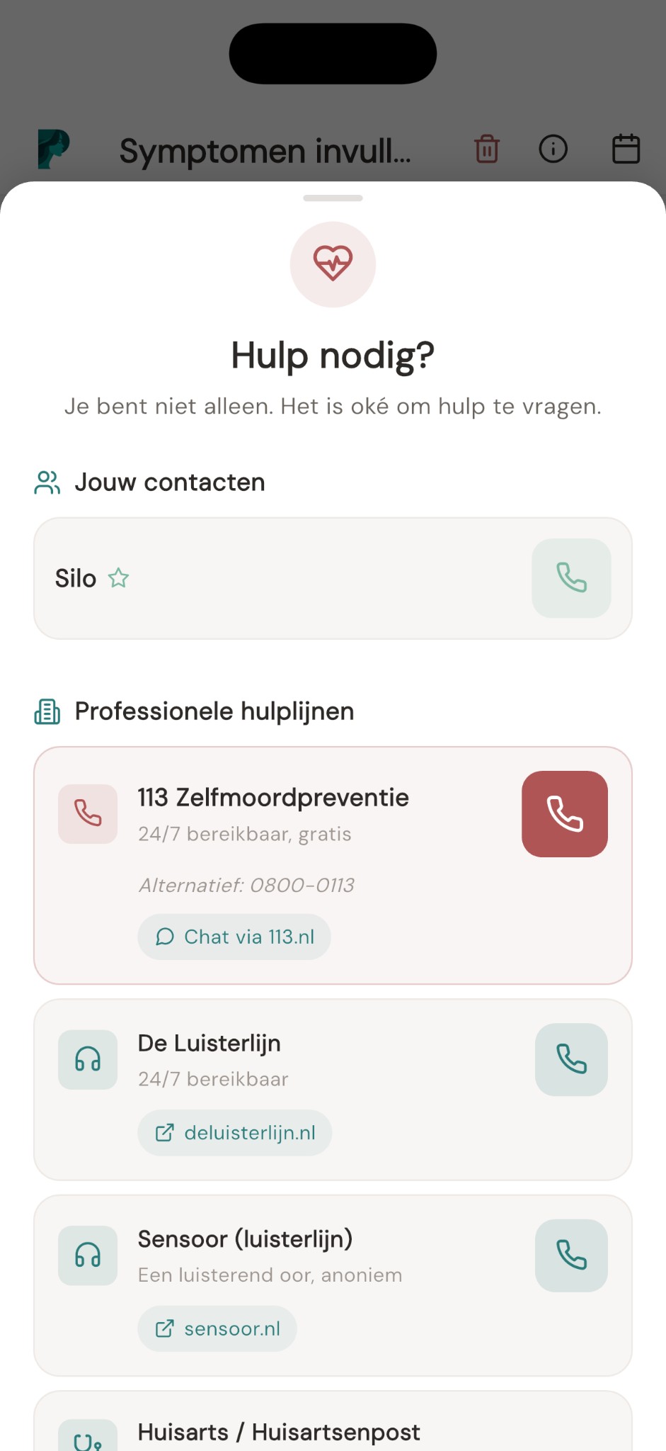 Crisis contacten en hulplijnen