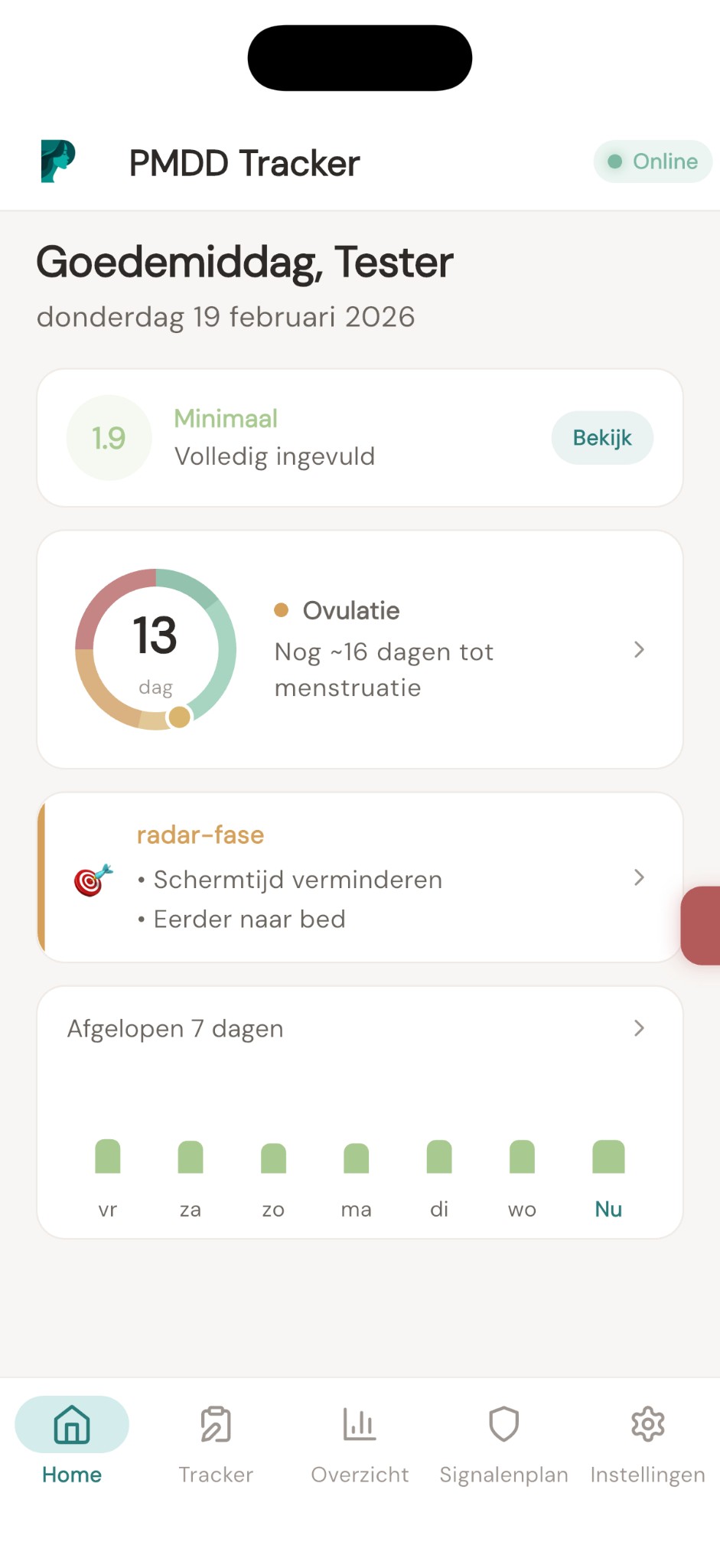 PMDD Tracker dashboard